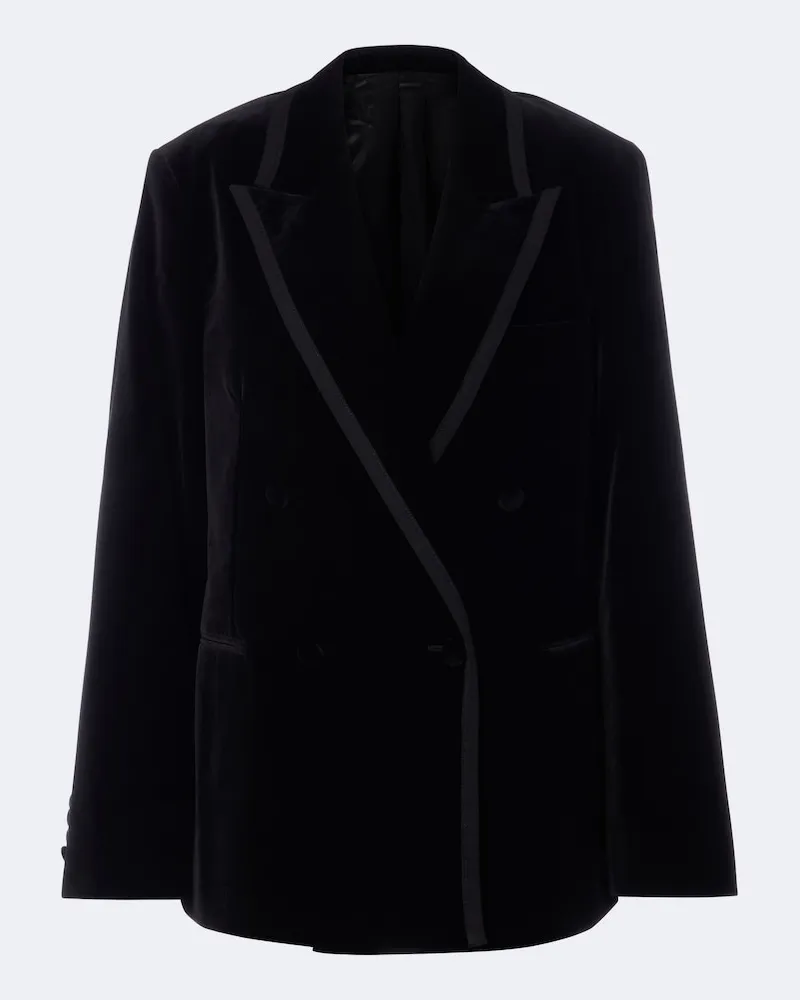 Fendi Zweireihiger Blazer aus Samt Schwarz