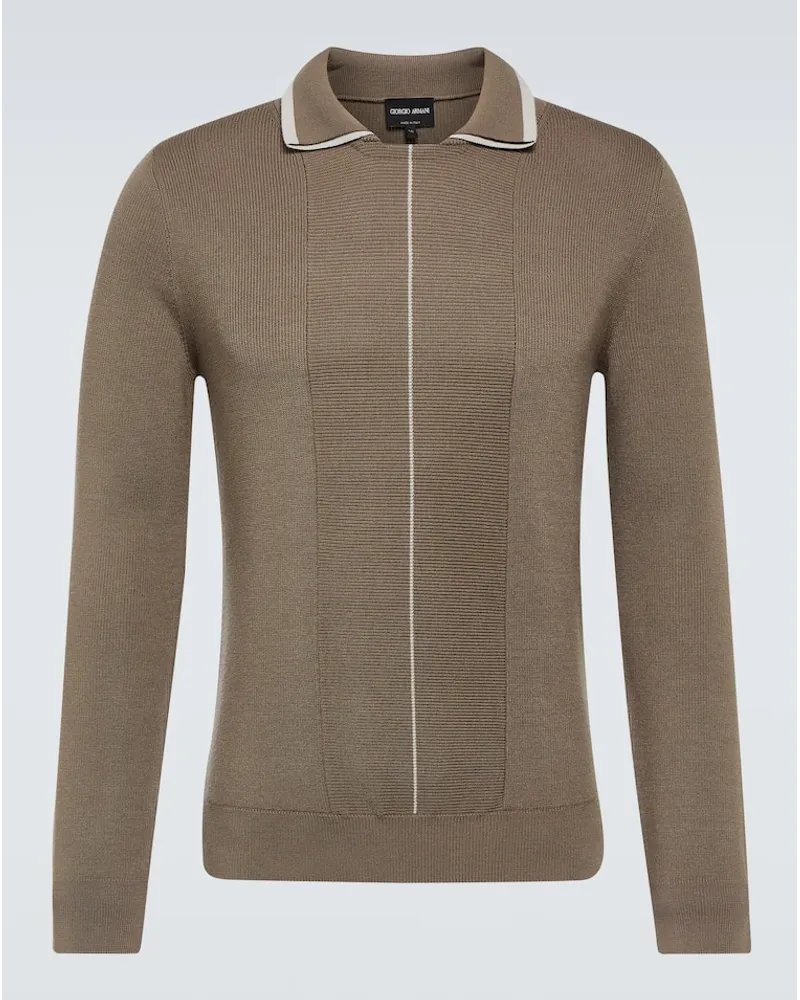 Giorgio Armani Polopullover aus Wolle Braun