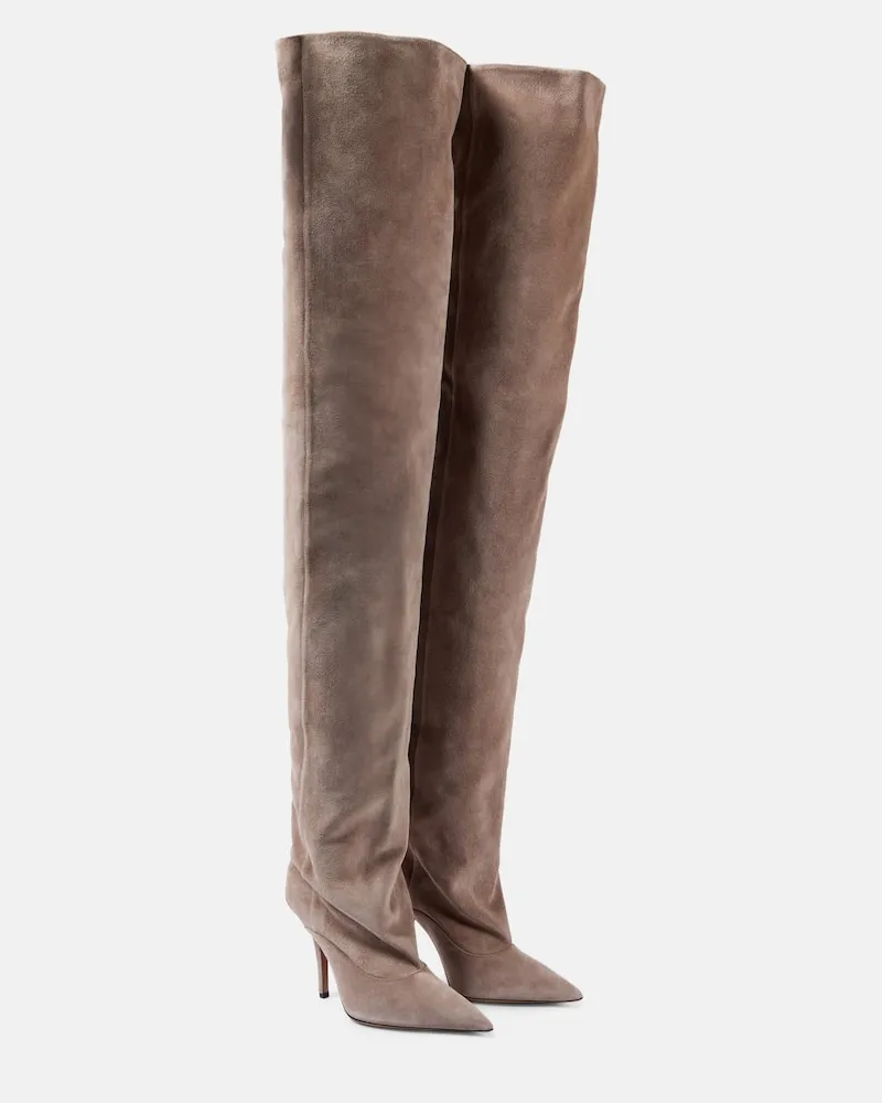Paris Texas Overknee-Stiefel Ines aus Veloursleder Beige