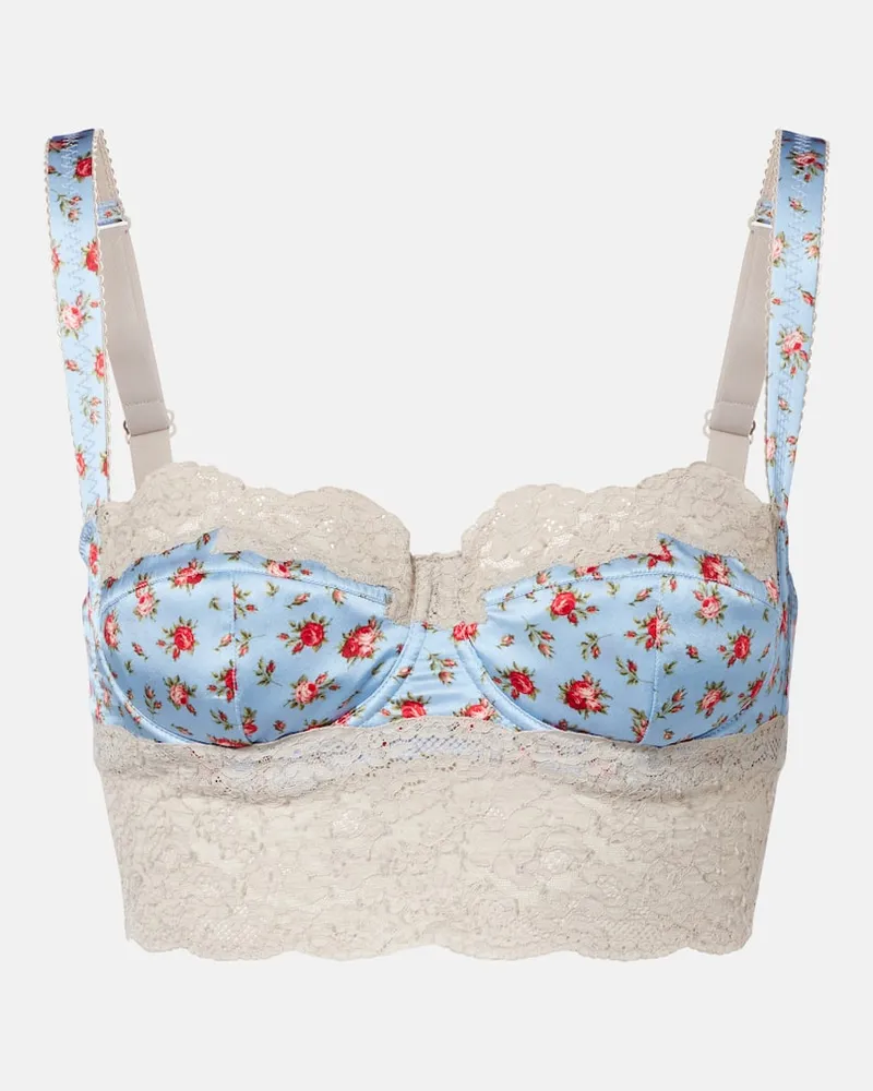 Dolce & Gabbana BH aus Seide und Baumwolle mit Spitze Blau