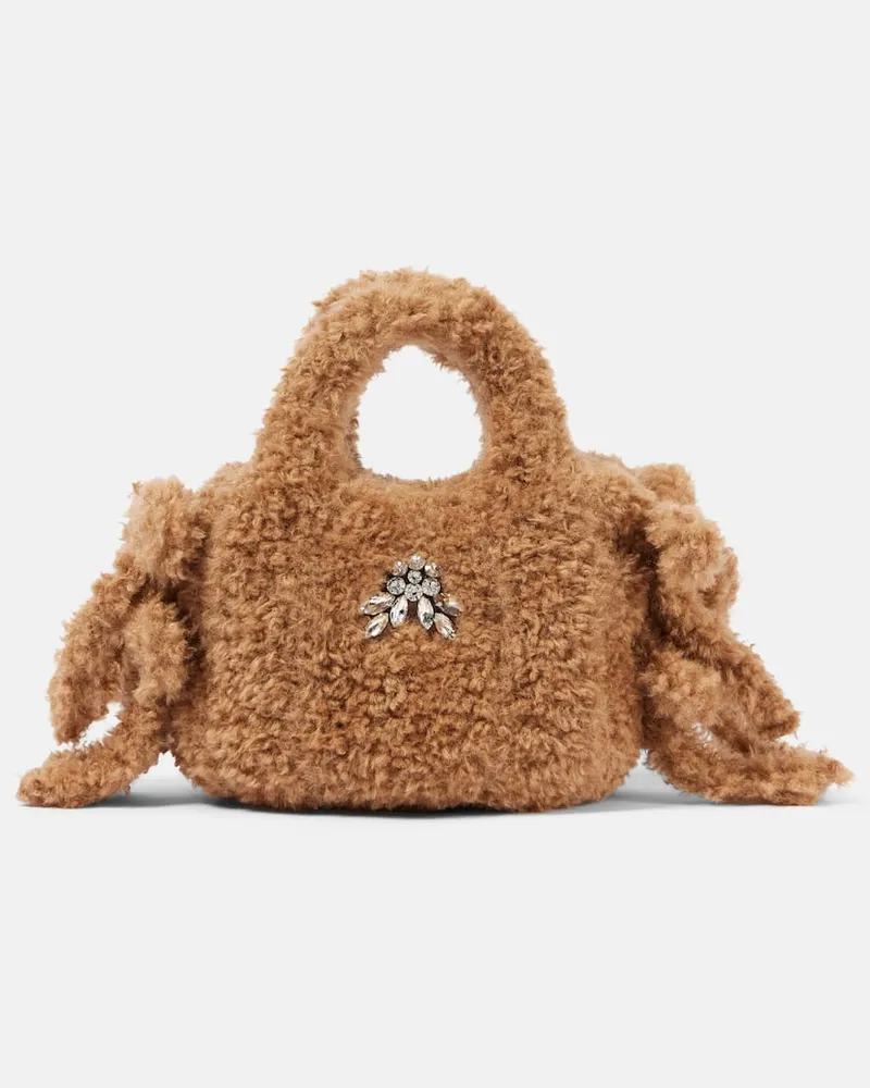 Simone Rocha Tote Baby Egg aus Teddyfleece Braun