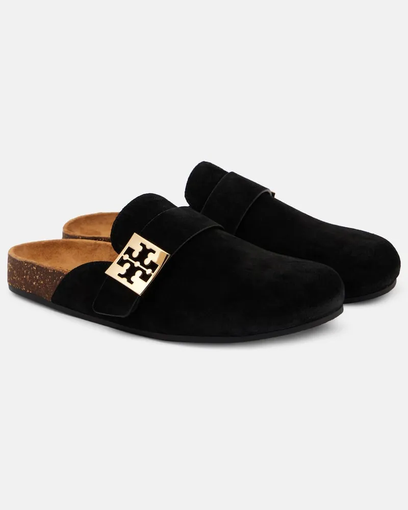 Tory Burch Pantoletten Mellow aus Veloursleder Schwarz