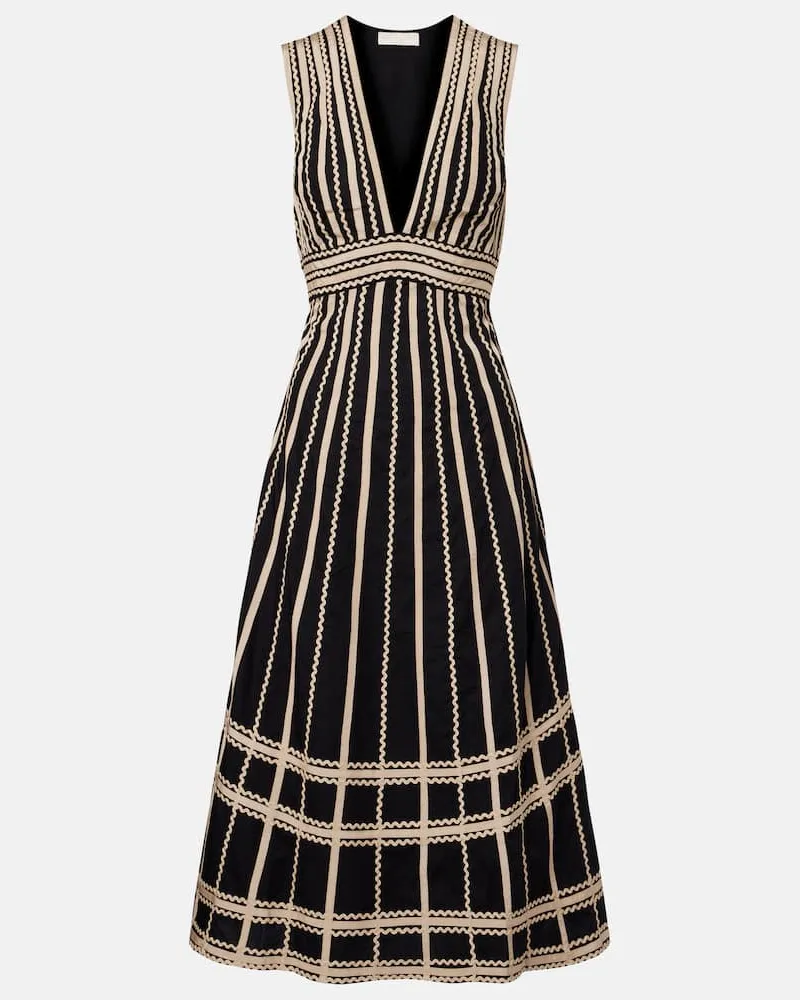 Ulla Johnson Midikleid Palermo aus Baumwollpopeline Schwarz