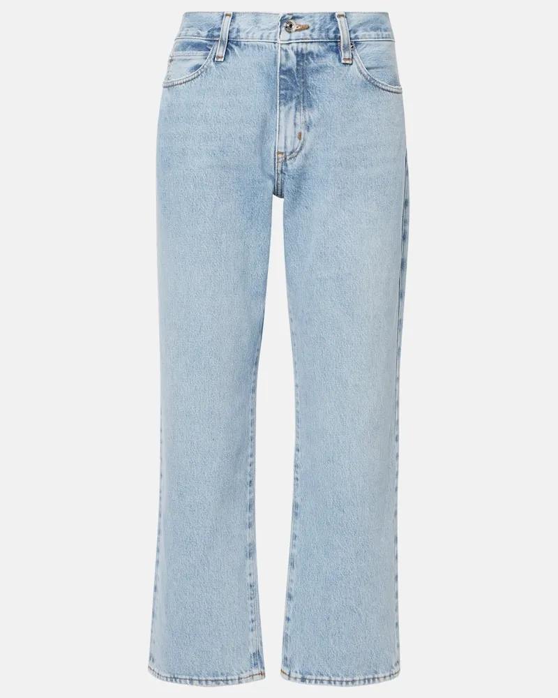 Frame Denim High-Rise Straight Jeans The Hang Blau
