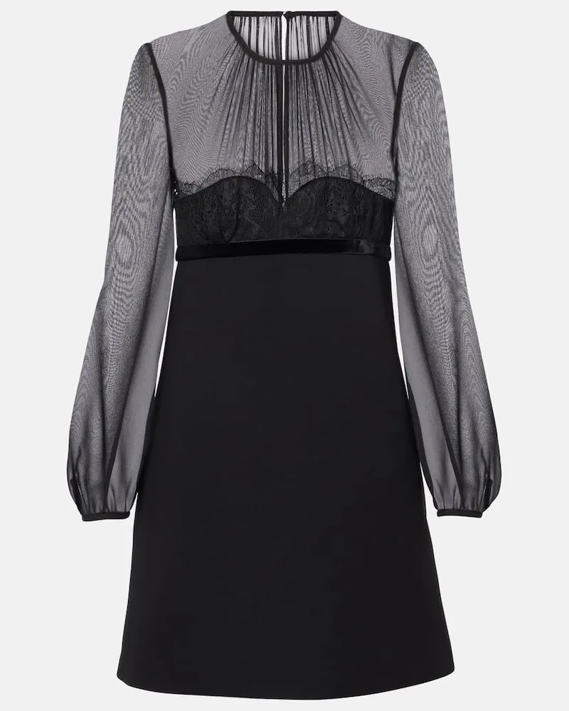 Max Mara Minikleid Jader aus Sablé und Seiden-Georgette Schwarz