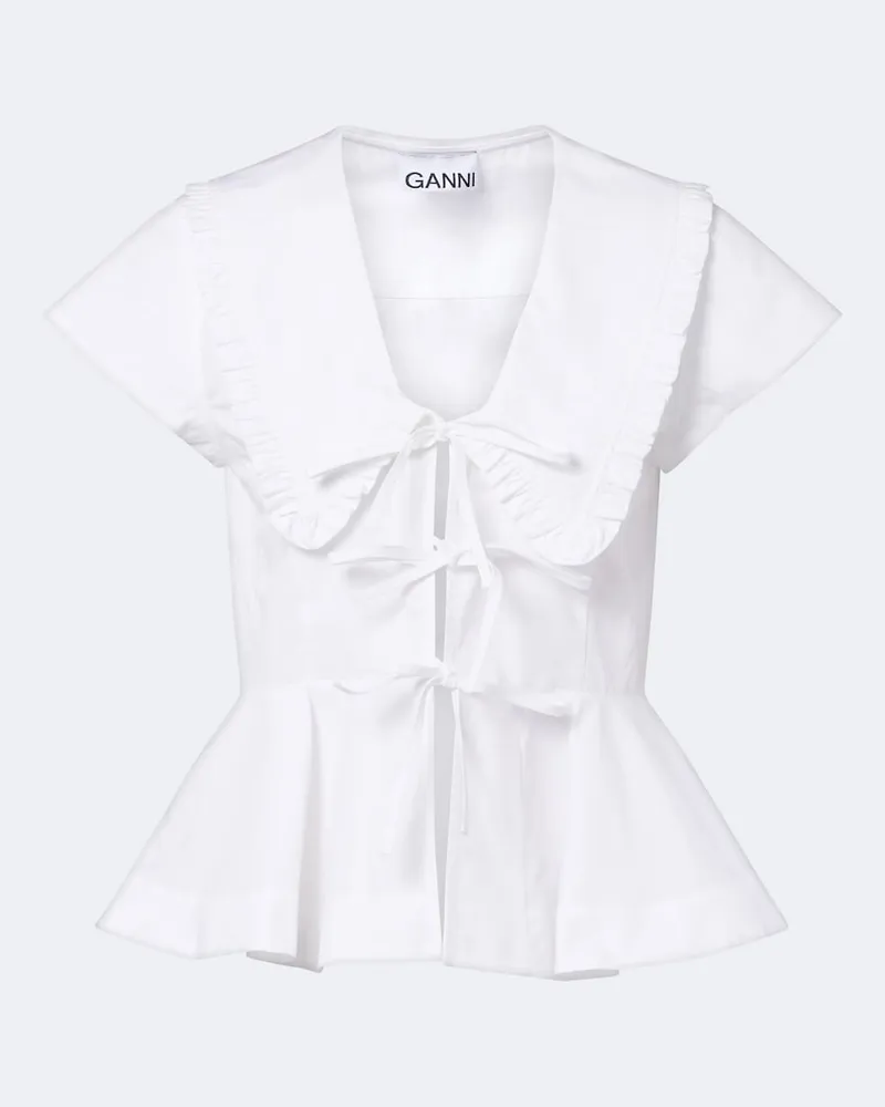 Ganni Bluse aus Baumwollpopeline Weiß