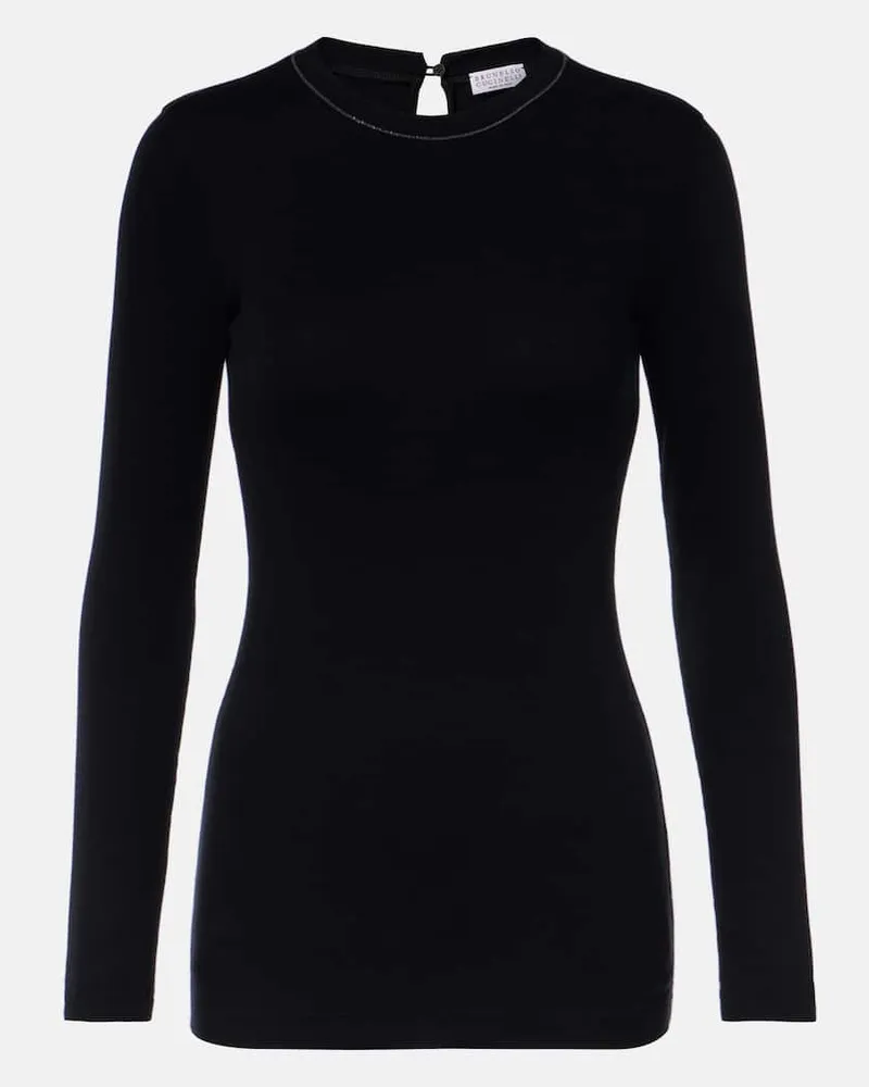 Brunello Cucinelli Pullover Monili aus einem Baumwollgemisch Schwarz