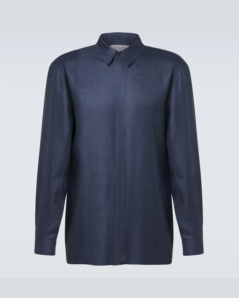 Gabriela Hearst Hemd Nicolas aus Wolle, Seide und Leinen Blau