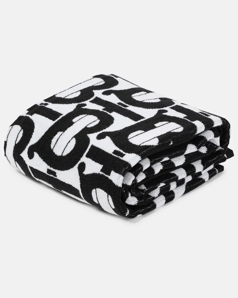 Burberry Handtuch Monogram aus Baumwoll-Jacquard Weiß
