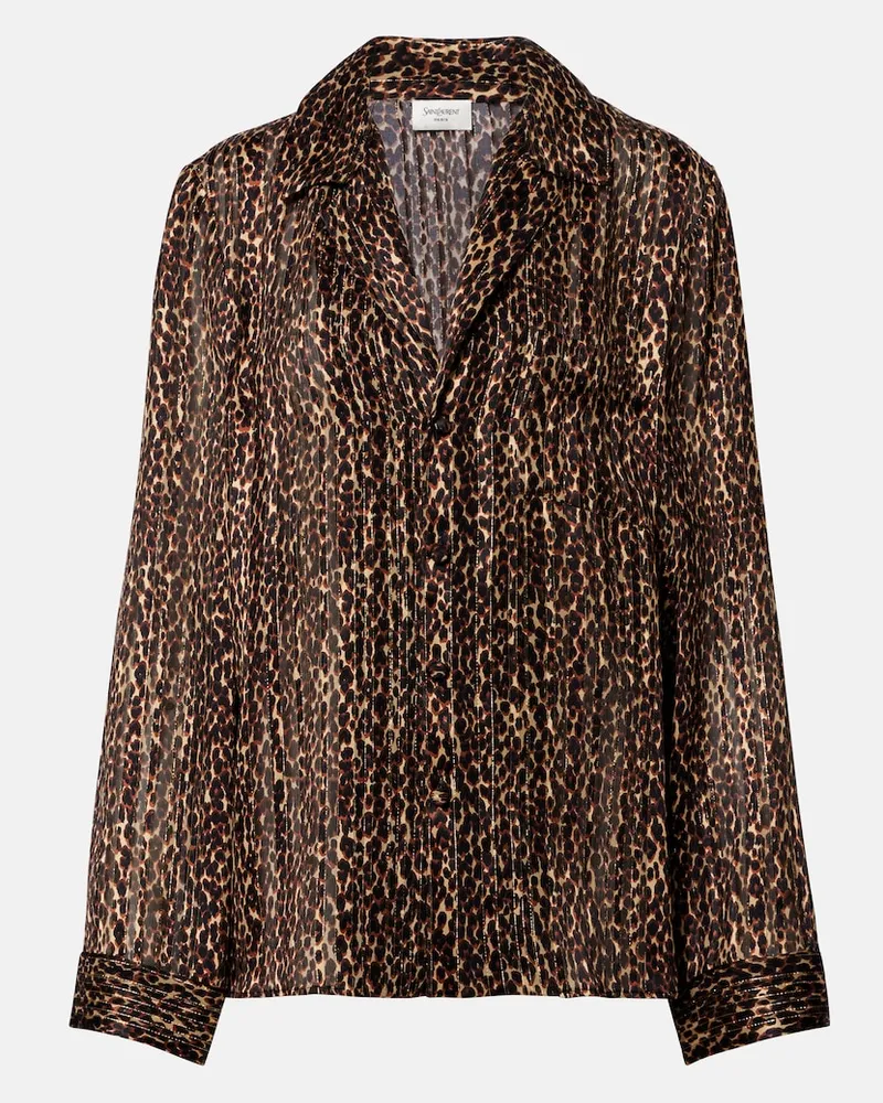 Saint Laurent Bluse aus Seide Braun