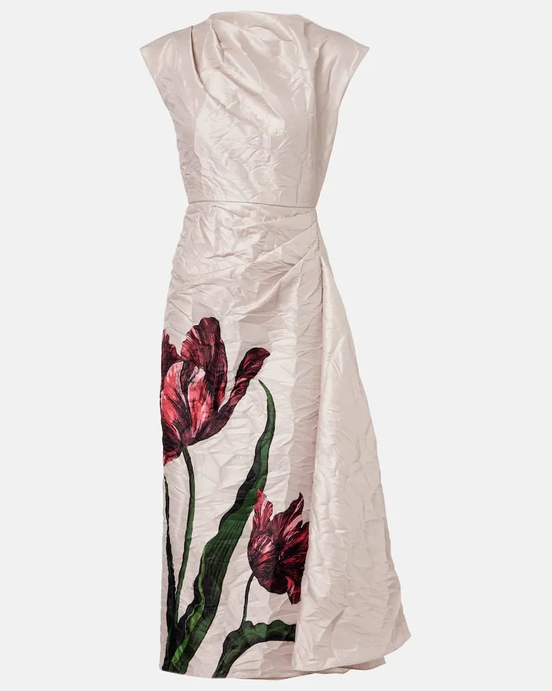 Erdem Bedrucktes Midikleid aus Satin Rosa