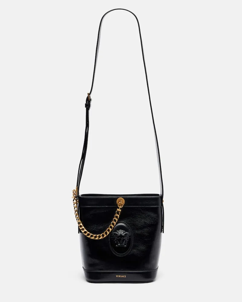 Versace Bucket Bag Medusa Mini aus Leder Schwarz