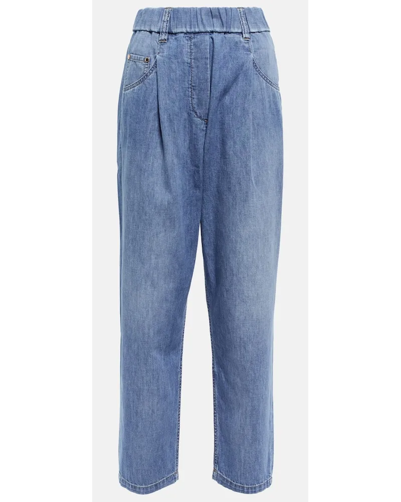 Brunello Cucinelli High-Rise Straight Jeans Blau