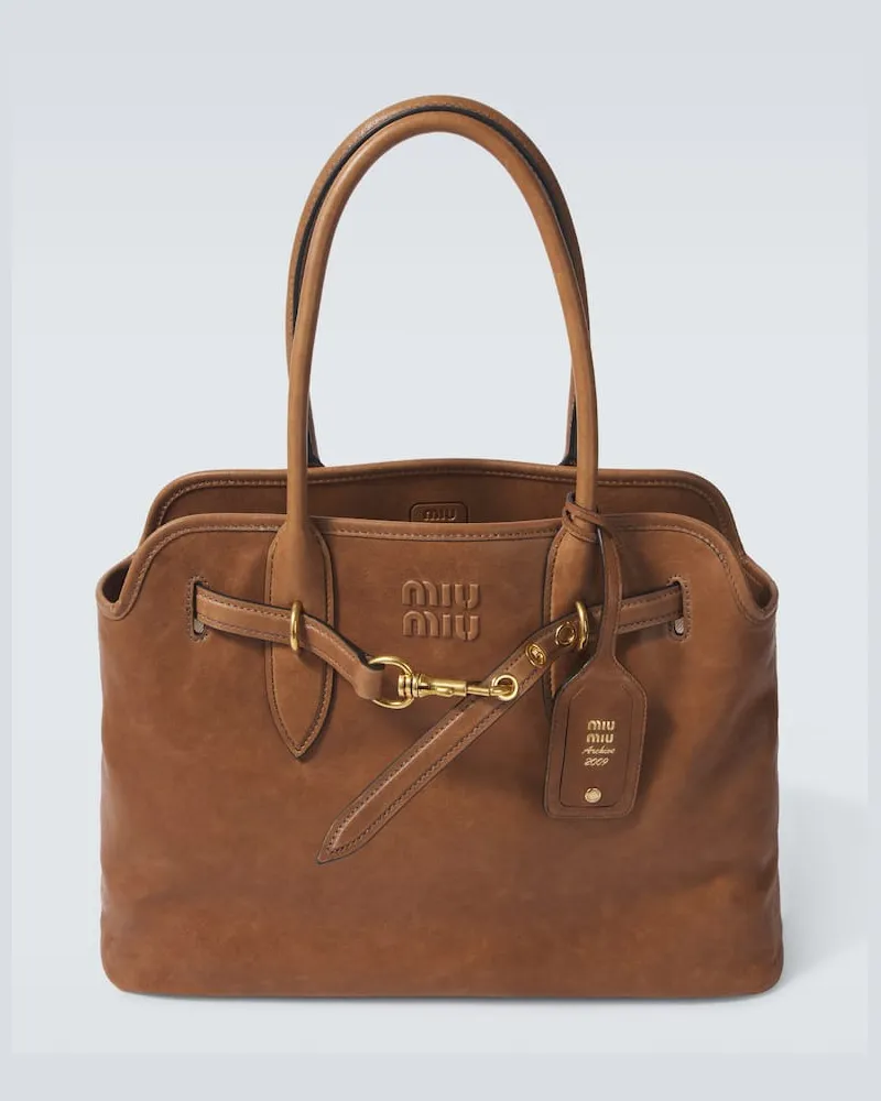 Miu Miu Tote Aventure aus Leder Braun