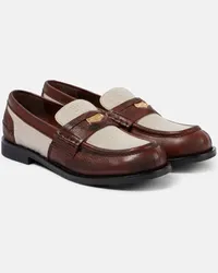 Miu Miu Loafers aus Canvas und Leder Beige