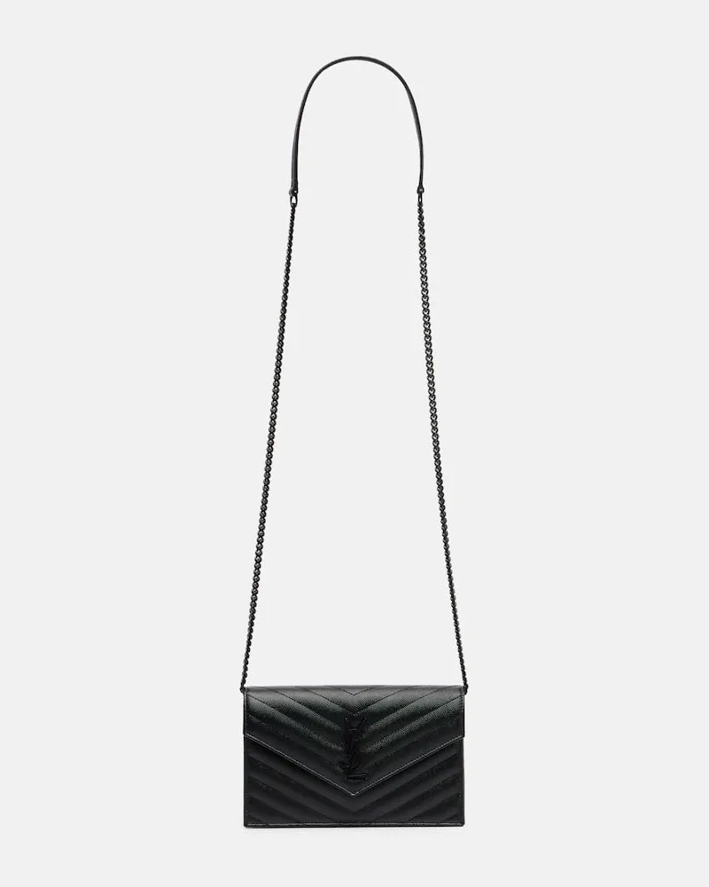 Saint Laurent Portemonnaie mit Kettenriemen Cassandre Envelope Small Schwarz