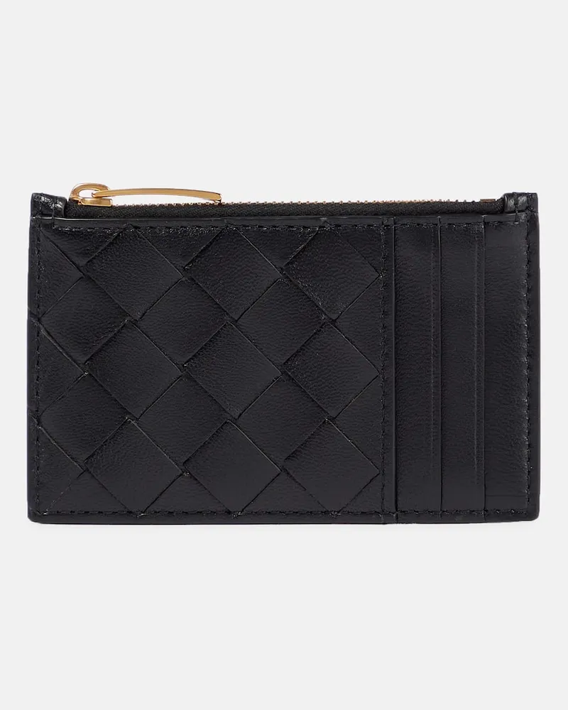 Bottega Veneta Portemonnaie Intrecciato aus Leder Schwarz