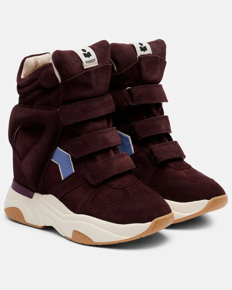 Isabel Marant Wedge-Sneakers Balskee aus Veloursleder Burgunderrot