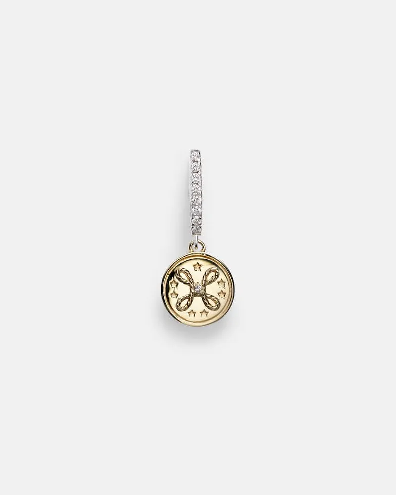 FOUNDRAE Einzelner Ohrring True Love Mini aus 18kt Weiß- und Gelbgold mit Diamanten Gold