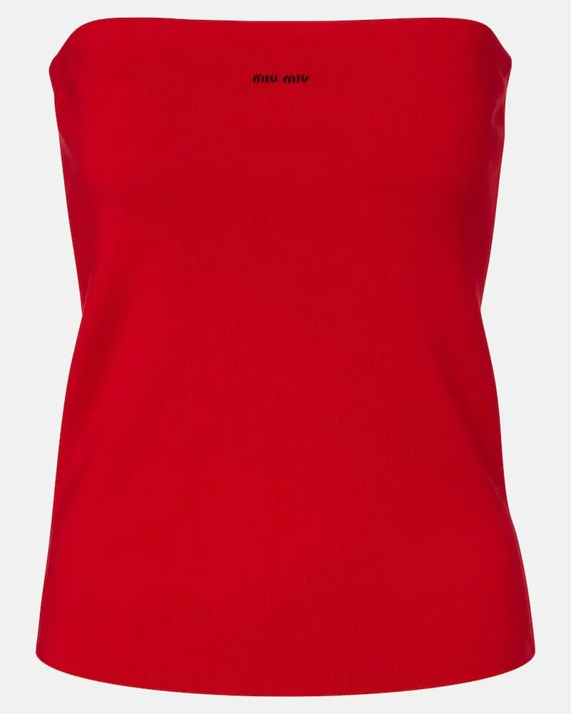 Miu Miu Top aus Baumwoll-Jersey Rot