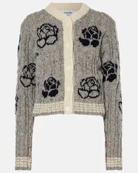 Thom Browne Cardigan Rose aus Wolle und Mohair Grau