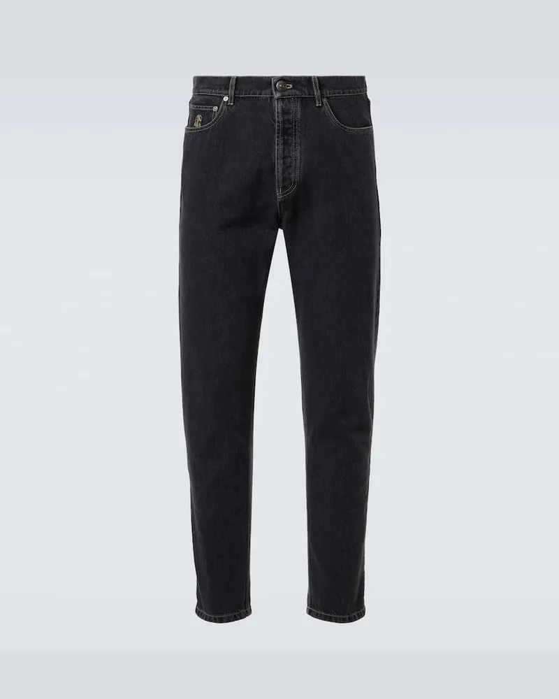 Brunello Cucinelli Mid-Rise Slim Jeans Schwarz