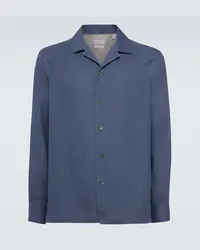 Brunello Cucinelli Hemd aus Hanf Blau