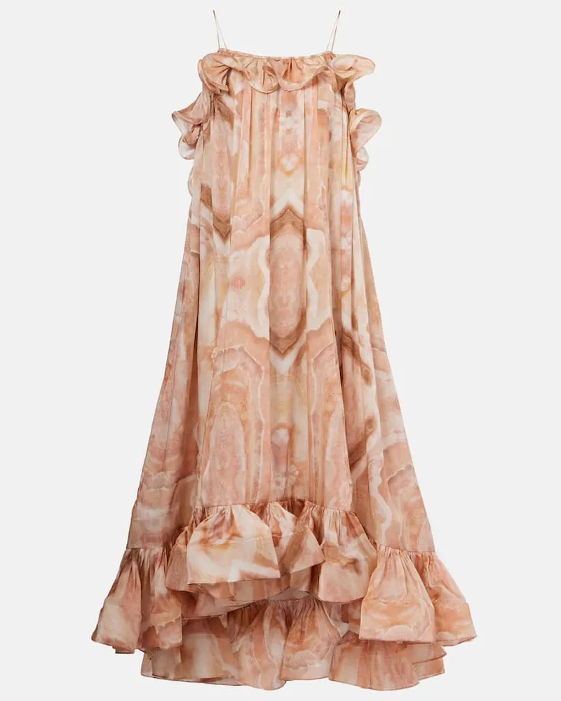 Zimmermann Bedrucktes Maxikleid Illuminate aus Seide Nude