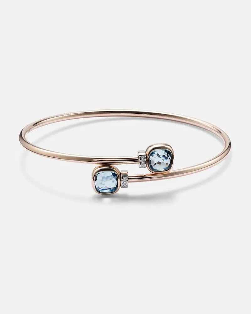 Pomellato Armreif Nudo aus 18kt Rosé- und Weißgold mit Diamanten und Topas Silber