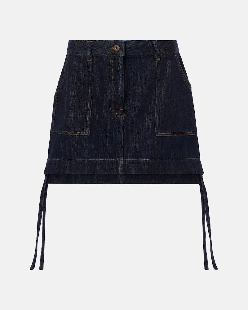 Loewe Jeansrock Anagram mit Leder Blau