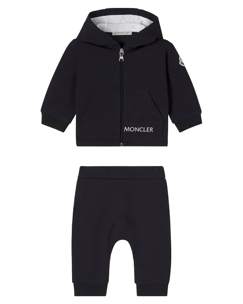 Moncler Baby Set aus Kapuzenjacke und Jogginghose Blau