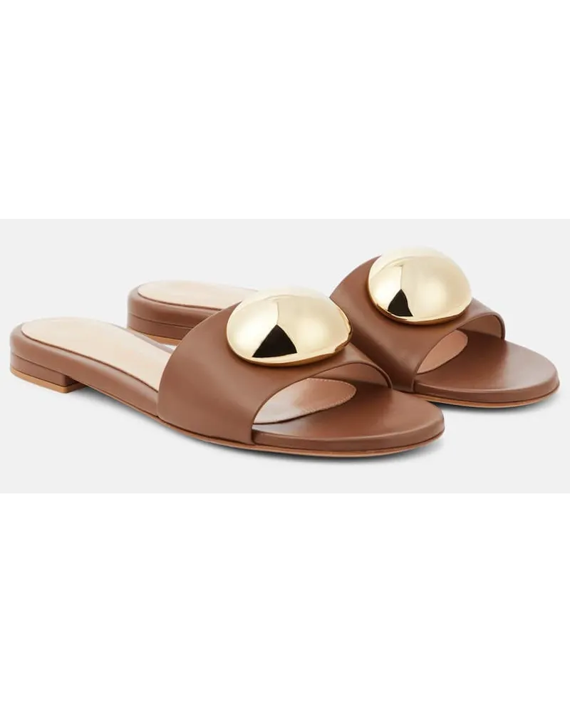 Gianvito Rossi Pantoletten Sphera aus Leder Braun