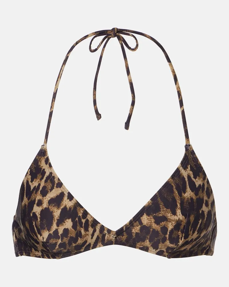 Nili Lotan Bedrucktes Bikini-Oberteil Braun