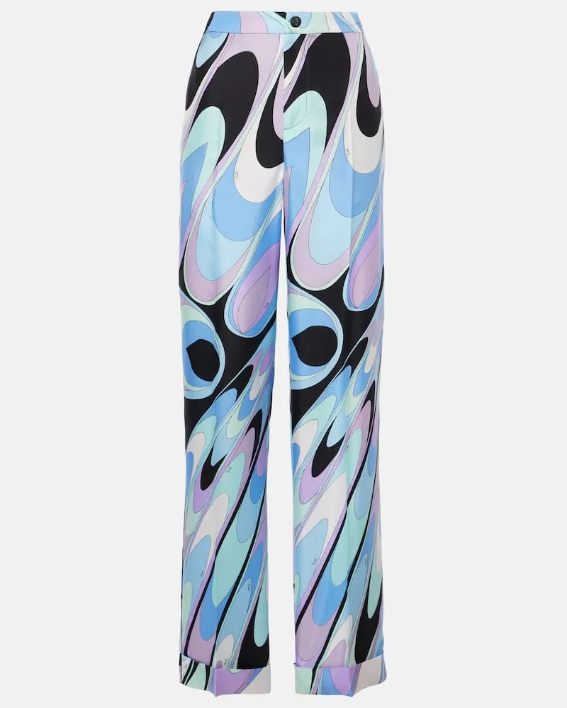 Emilio Pucci Weite Hose Iride aus Seiden-Twill Blau