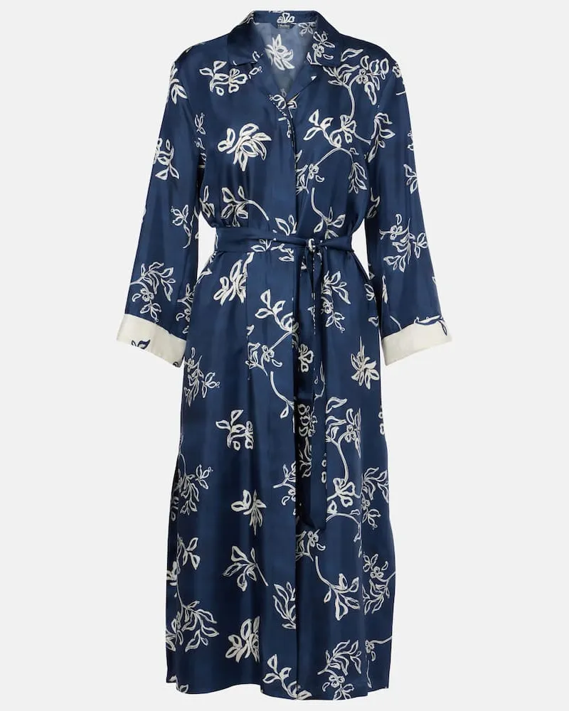 Max Mara Bedrucktes Wickelkleid Timeo aus Twill Blau