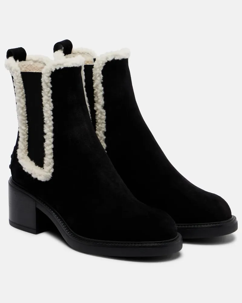 TOD'S Chelsea Boots Gommino aus Veloursleder Schwarz