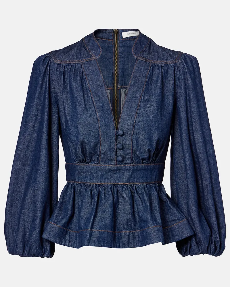 Zimmermann Bluse Awaken aus Denim Blau
