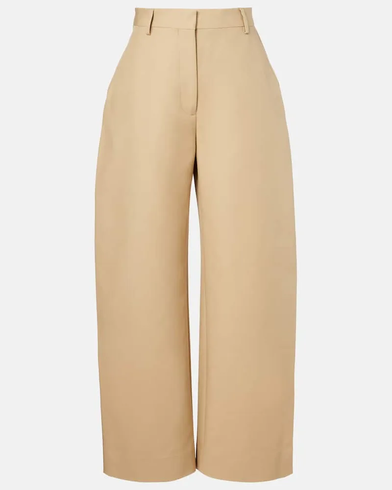 Acne Studios Weite Hose aus Baumwollsatin Beige