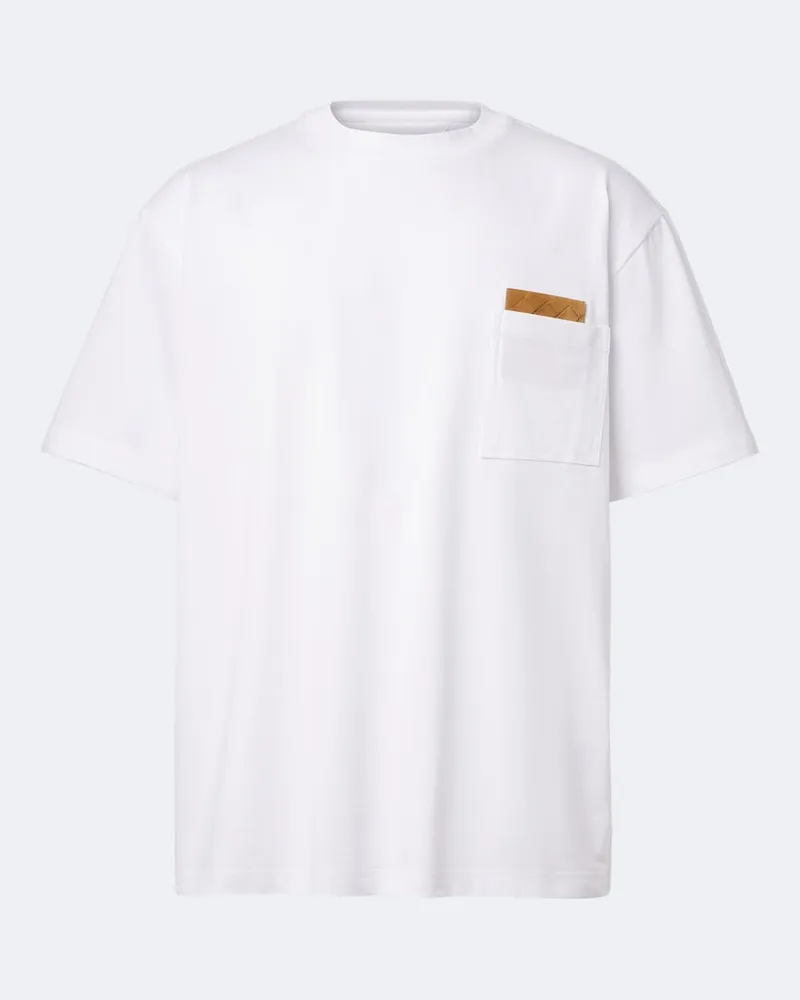 Bottega Veneta T-Shirt Intrecciato aus Baumwoll-Jersey Weiß
