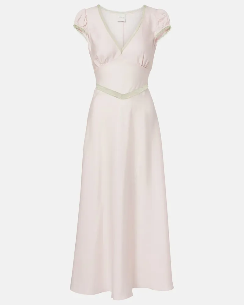 Posse Midikleid Perla mit Spitze Rosa