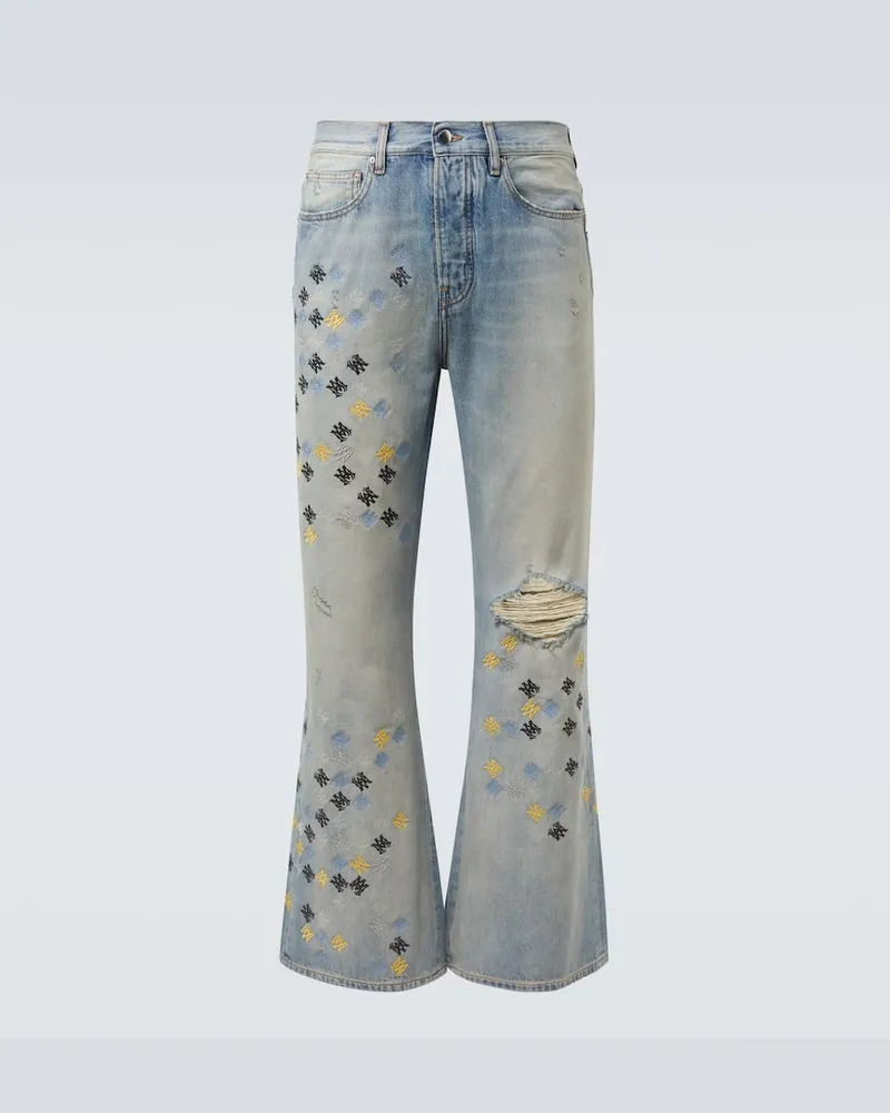 Amiri Bestickte Flared Jeans Ma Quad Blau
