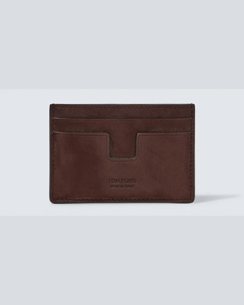 Tom Ford Kartenetui T Line aus Leder Braun