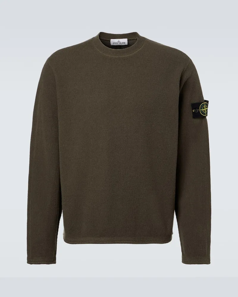 Stone Island Sweatshirt Compass aus einem Wollgemisch Grün