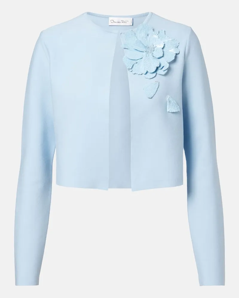 Oscar de la Renta Cropped-Jacke mit Pailletten Blau