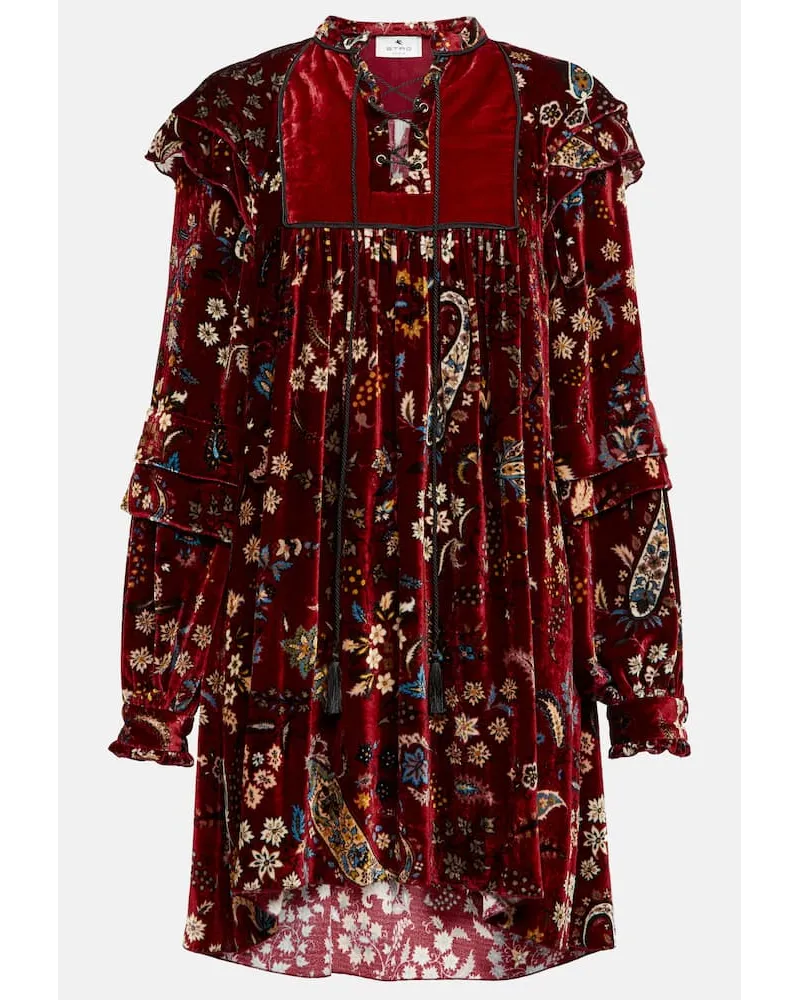 Etro Minikleid aus Samt Multicolor