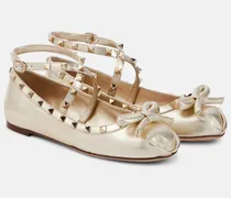 Ballerinas Rockstud aus Metallic-Leder