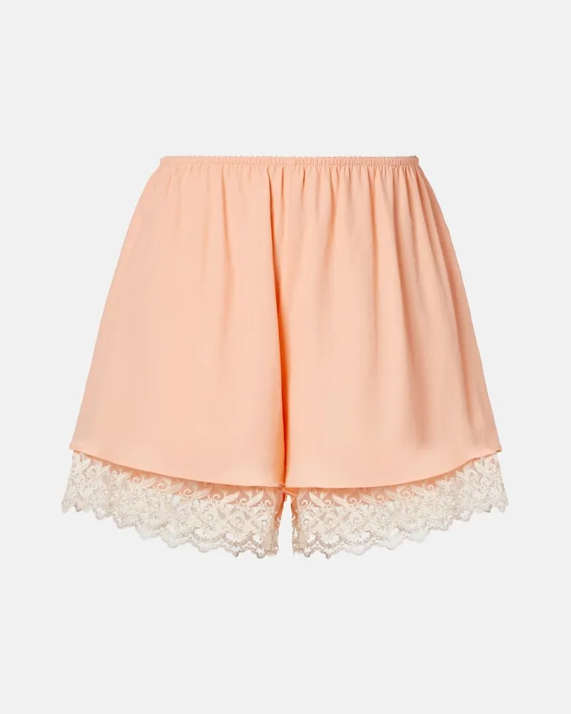 Simone Rocha Shorts aus Satin mit Spitze Orange