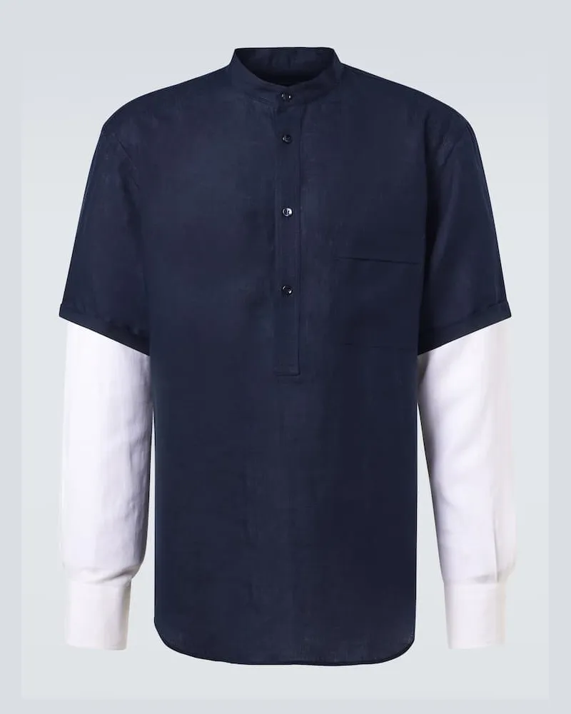 Giorgio Armani Hemd aus Leinen Blau