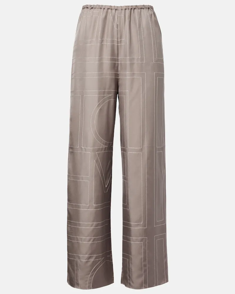 Totême Pyjama-Hose aus Seiden-Twill Grau