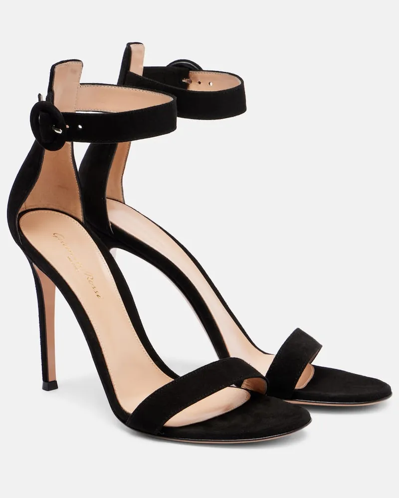 Gianvito Rossi Sandalen Portofino 105 aus Veloursleder Schwarz
